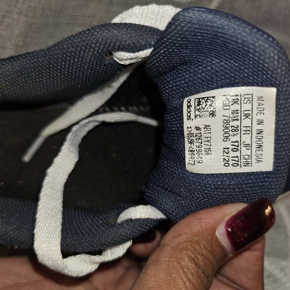 Kids navy blue leather Adidas unisex track shoes size 11K - Picture 7 of 10